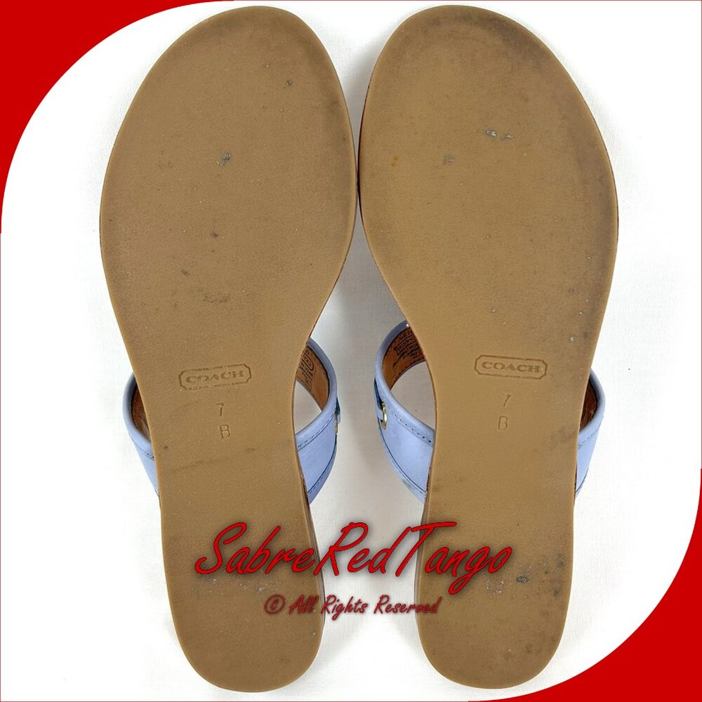 EUC Coach Sheena Tasseled Leather Sandals Chambray Blue 34 A0257-CBY Size 7 B - Picture 8 of 9
